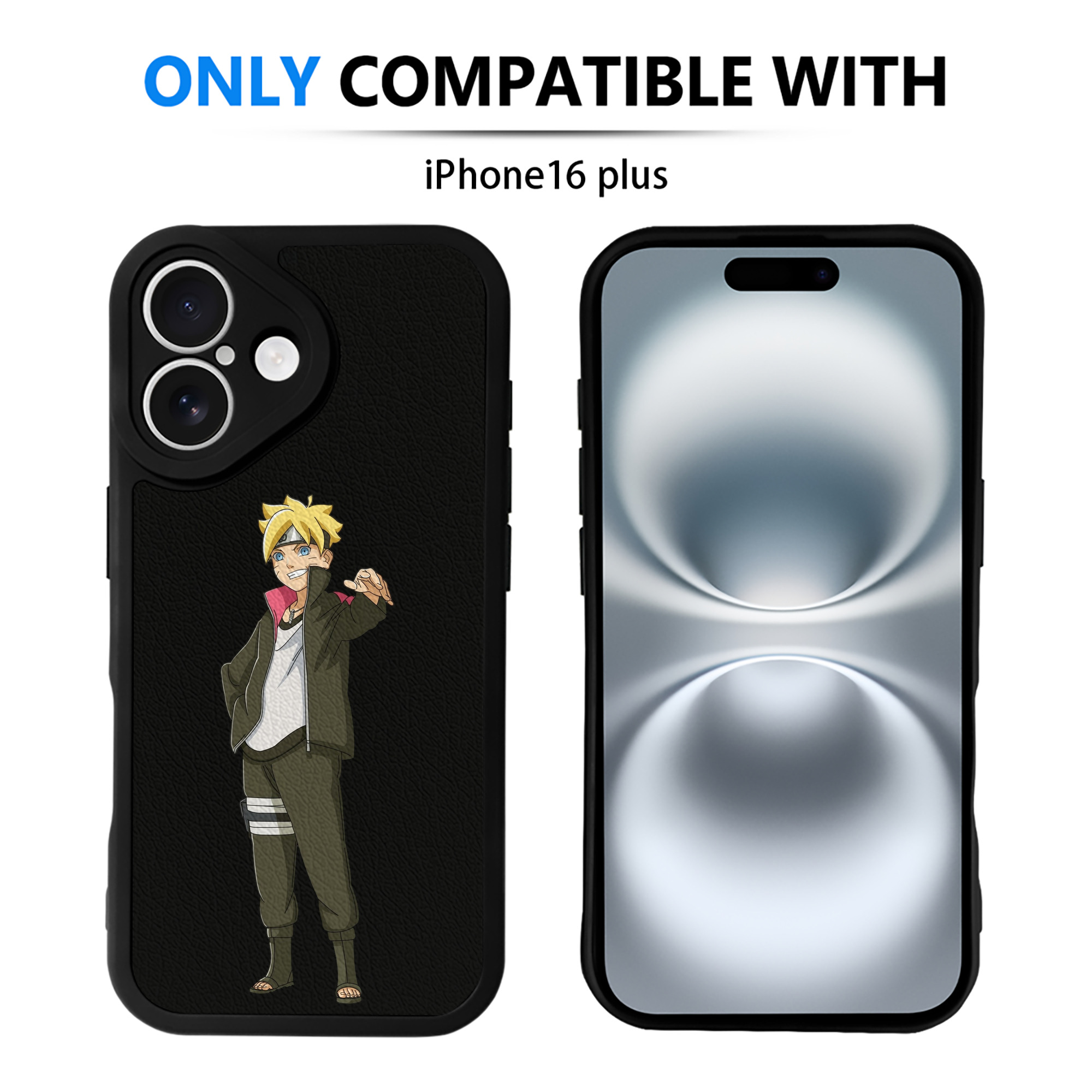 （画像用） NARUTO -ナルト- うずまき ボルト Uzumaki Boruto 【iPhone 16シリーズ対応】シリコンスマホケース（レザー調） 材質：シリコン